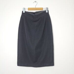 🌚⭐️Vintage Looks Black Pure Virgin Wool Classic Straight Retro Knee Skirt Lined